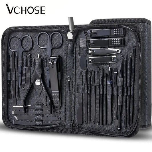 32Pcs Manicure Tool Set, Cuticle Nippers and Cutter Kit, Professional Pedicure Kit, Nail Art Tools, Stainless Steel Grooming Kit