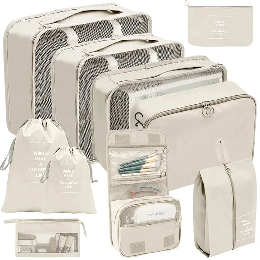 7/8/9/10 Pcs Set Travel Organizer Storage Bags Suitcase Packing Cubes Set Cases Portable Luggage Clothes Shoe Tidy Pouch Folding